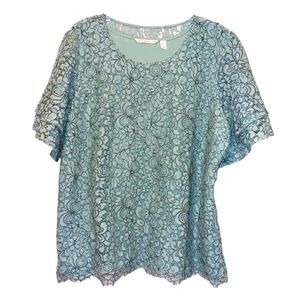 Isaac Mizrahi Light Green Layered Short Sleeve Top Size XL Careercore Spring